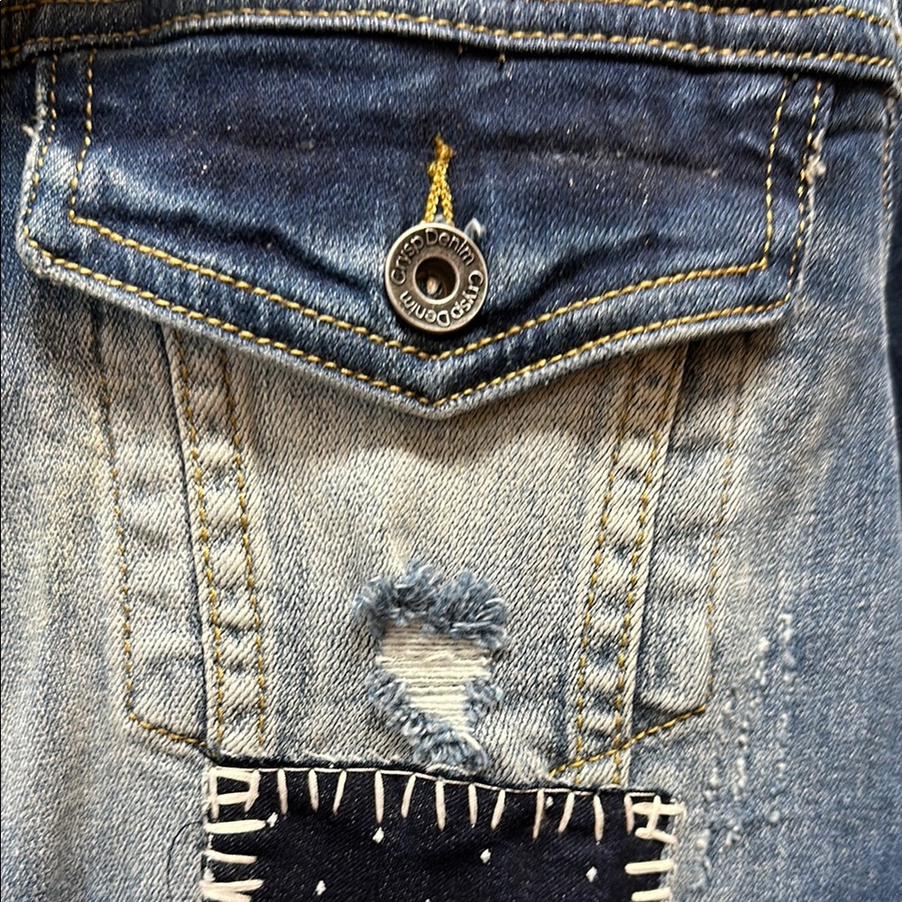 Crysp Denim Jacket With Patchwork Large - image 7
